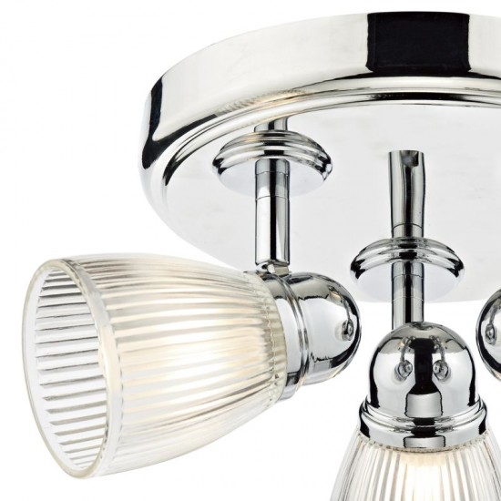 32107-003 Bathroom Chrome 3 Light Spotlights with Ribbed Glasses