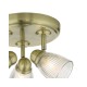 61649-003 Antique Brass 3 Spotlights with Ribbed Glasses