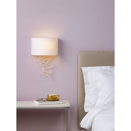 51997-003 Gold Wall Lamp with Ivory Shade 51997-003 Gold Wall Lamp with Ivory Shade