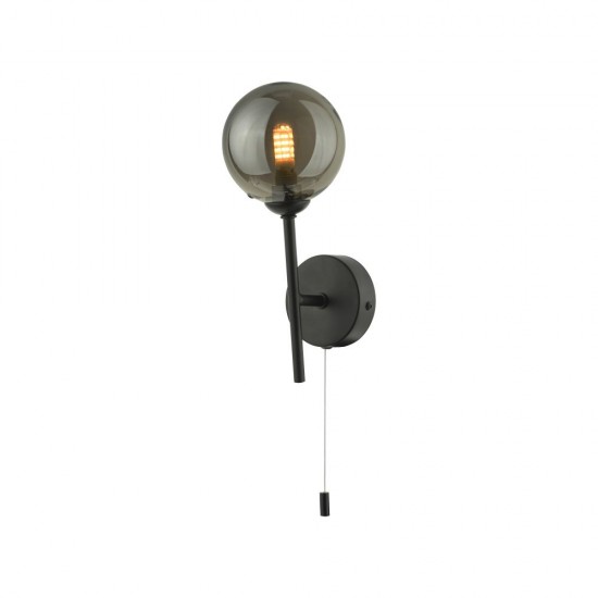 61651-003 Black Wall Lamp with Smoked Mirrored Glass