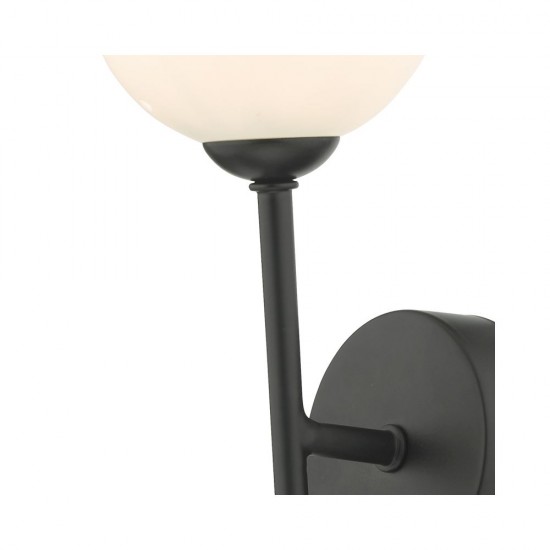 61652-003 Black Wall Lamp with White Glass