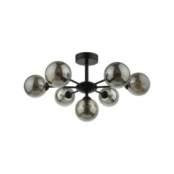 61653-003 Black 7 Light Semi Flush with Smoked Mirrored Glasses 61653-003 Black 7 Light Semi Flush with Smoked Mirrored Glasses