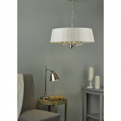 22894-003 Polished Nickel 4 Light Pendant with Ivory Ribbon Shade