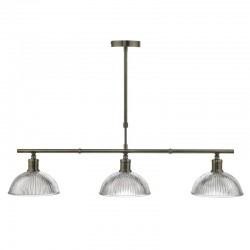 52010-003 Antique Brass 3 Light over Island Fitting with Prismatic Glasses 52010-003 Antique Brass 3 Light over Island Fitting with Prismatic Glasses