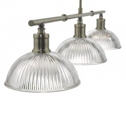 52010-003 Antique Brass 3 Light over Island Fitting with Prismatic Glasses