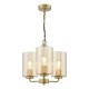 79488-003 Satin Gold 3 Light Centre Fitting with Ribbed Amber Glass