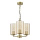 79488-003 Satin Gold 3 Light Centre Fitting with Ribbed Amber Glass