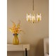79488-003 Satin Gold 3 Light Centre Fitting with Ribbed Amber Glass