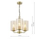 79488-003 Satin Gold 3 Light Centre Fitting with Ribbed Amber Glass