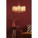 79490-003 Satin Gold 5 Light Centre Fitting with Ribbed Amber Glass