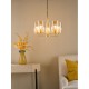 79490-003 Satin Gold 5 Light Centre Fitting with Ribbed Amber Glass