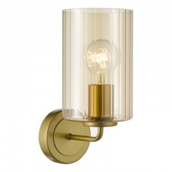 79492-003 Satin Gold Wall Lamp with Ribbed Amber Glass