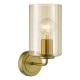 79492-003 Satin Gold Wall Lamp with Ribbed Amber Glass