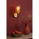 79492-003 Satin Gold Wall Lamp with Ribbed Amber Glass