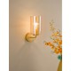 79492-003 Satin Gold Wall Lamp with Ribbed Amber Glass