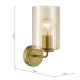 79492-003 Satin Gold Wall Lamp with Ribbed Amber Glass