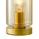79494-003 Satin Gold Table Lamp with Ribbed Amber Glass