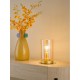 79494-003 Satin Gold Table Lamp with Ribbed Amber Glass