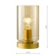 79494-003 Satin Gold Table Lamp with Ribbed Amber Glass