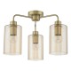 79496-003 Satin Gold 3 Light Semi Flush with Ribbed Amber Glass