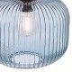 74773-003 Matt Black Pendant with Blue Ribbed Glass