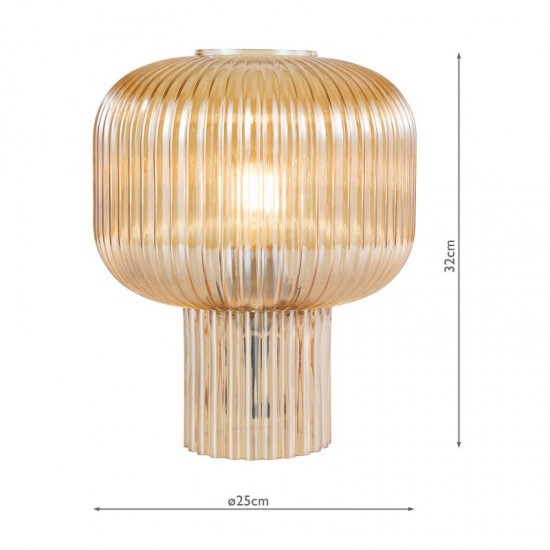 74774-003 Amber Ribbed Glass Table Lamp