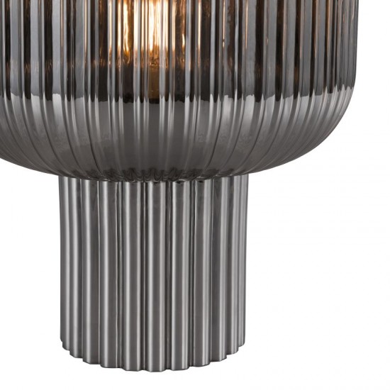 74775-003 Smoked Ribbed Glass Table Lamp