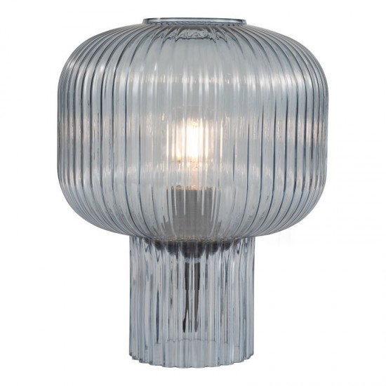 74776-003 Blue Ribbed Glass Table Lamp