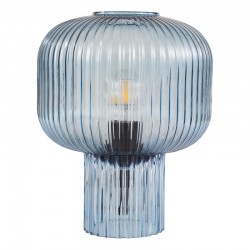 74776-003 Blue Ribbed Glass Table Lamp