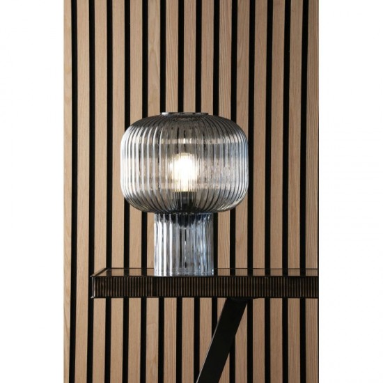 74776-003 Blue Ribbed Glass Table Lamp