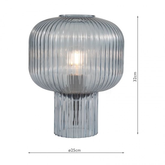 74776-003 Blue Ribbed Glass Table Lamp