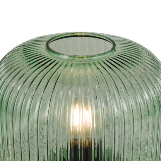 74788-003 Green Ribbed Glass Table Lamp