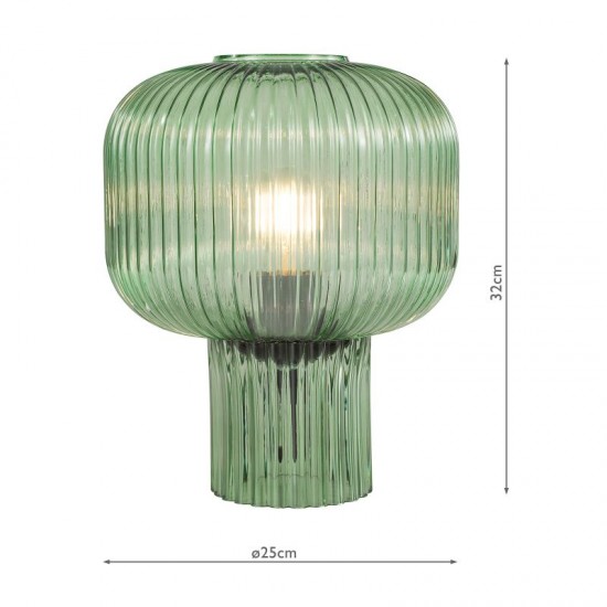 74788-003 Green Ribbed Glass Table Lamp