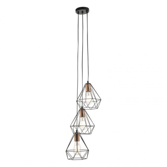 52015-003 Black & Copper 3 Light Cluster Pendant 52015-003 Black & Copper 3 Light Cluster Pendant