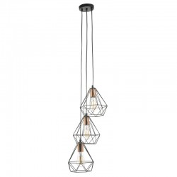 52015-003 Black & Copper 3 Light Cluster Pendant