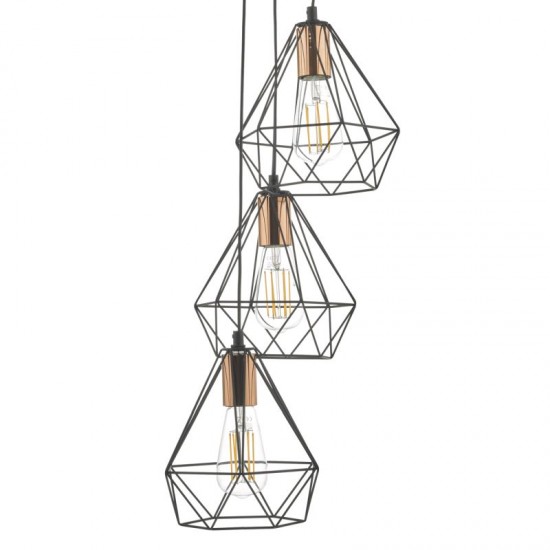 52015-003 Black & Copper 3 Light Cluster Pendant 52015-003 Black & Copper 3 Light Cluster Pendant