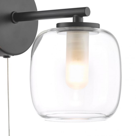 74779-003 Black Wall Lamp with Double Glass IP44