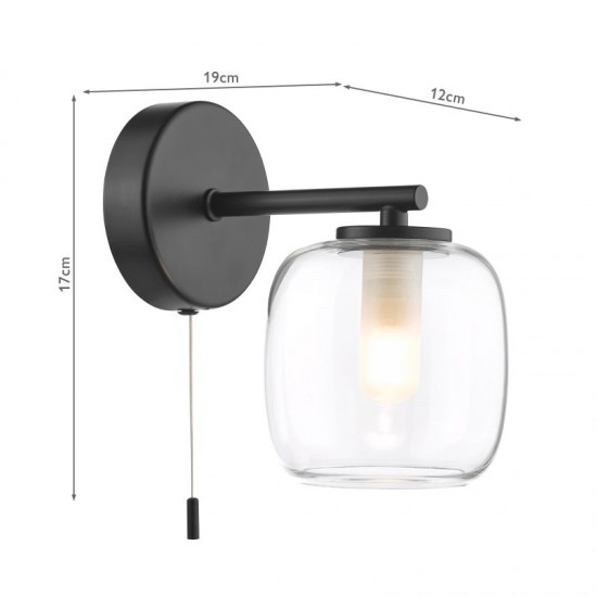 74779-003 Black Wall Lamp with Double Glass IP44