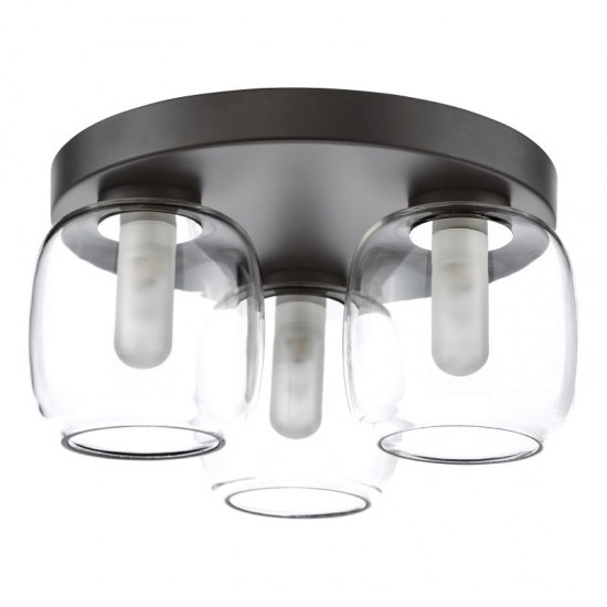 74780-003 Black 3 Light Flush with Double Glass IP44