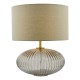 64994-003 Smoky Ribbed Glass Table Lamp with Grey Shade