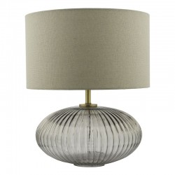 64994-003 Smoky Ribbed Glass Table Lamp with Grey Shade 64994-003 Smoky Ribbed Glass Table Lamp with Grey Shade