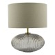 64994-003 Smoky Ribbed Glass Table Lamp with Grey Shade