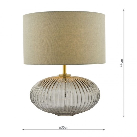 64994-003 Smoky Ribbed Glass Table Lamp with Grey Shade