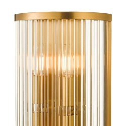 74681-003 Aged Brass 4 Light Wall Lamp with Clear Glass Rods