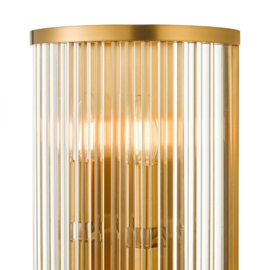 74681-003 Aged Brass 4 Light Wall Lamp with Clear Glass Rods