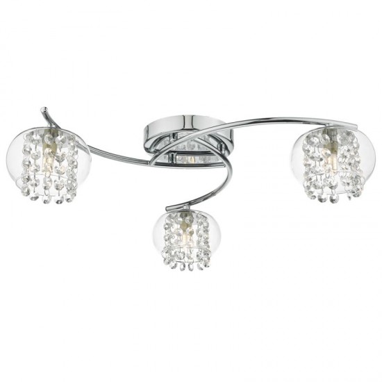 22917-003 Chrome 3 Light Centre Fitting with Clear Glass & Crystal 22917-003 Chrome 3 Light Centre Fitting with Clear Glass & Crystal