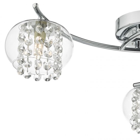22917-003 Chrome 3 Light Centre Fitting with Clear Glass & Crystal 22917-003 Chrome 3 Light Centre Fitting with Clear Glass & Crystal