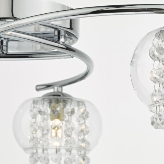 22917-003 Chrome 3 Light Centre Fitting with Clear Glass & Crystal 22917-003 Chrome 3 Light Centre Fitting with Clear Glass & Crystal