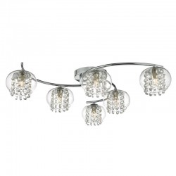 22918-003 Chrome 6 Light Centre Fitting with Clear Glass & Crystal