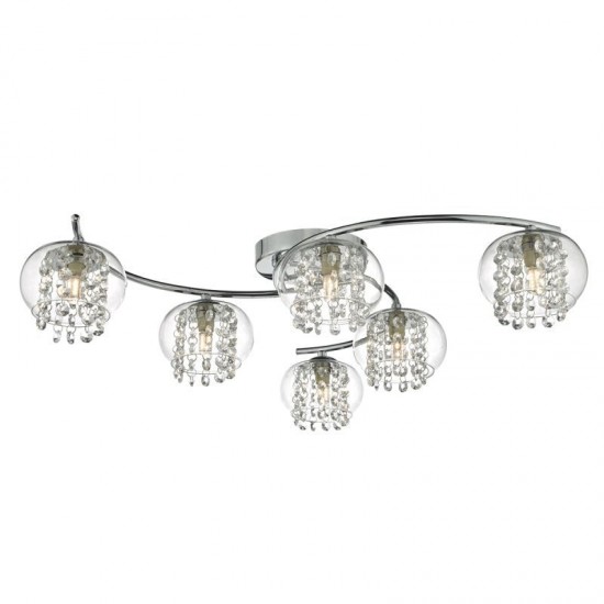 22918-003 Chrome 6 Light Centre Fitting with Clear Glass & Crystal 22918-003 Chrome 6 Light Centre Fitting with Clear Glass & Crystal